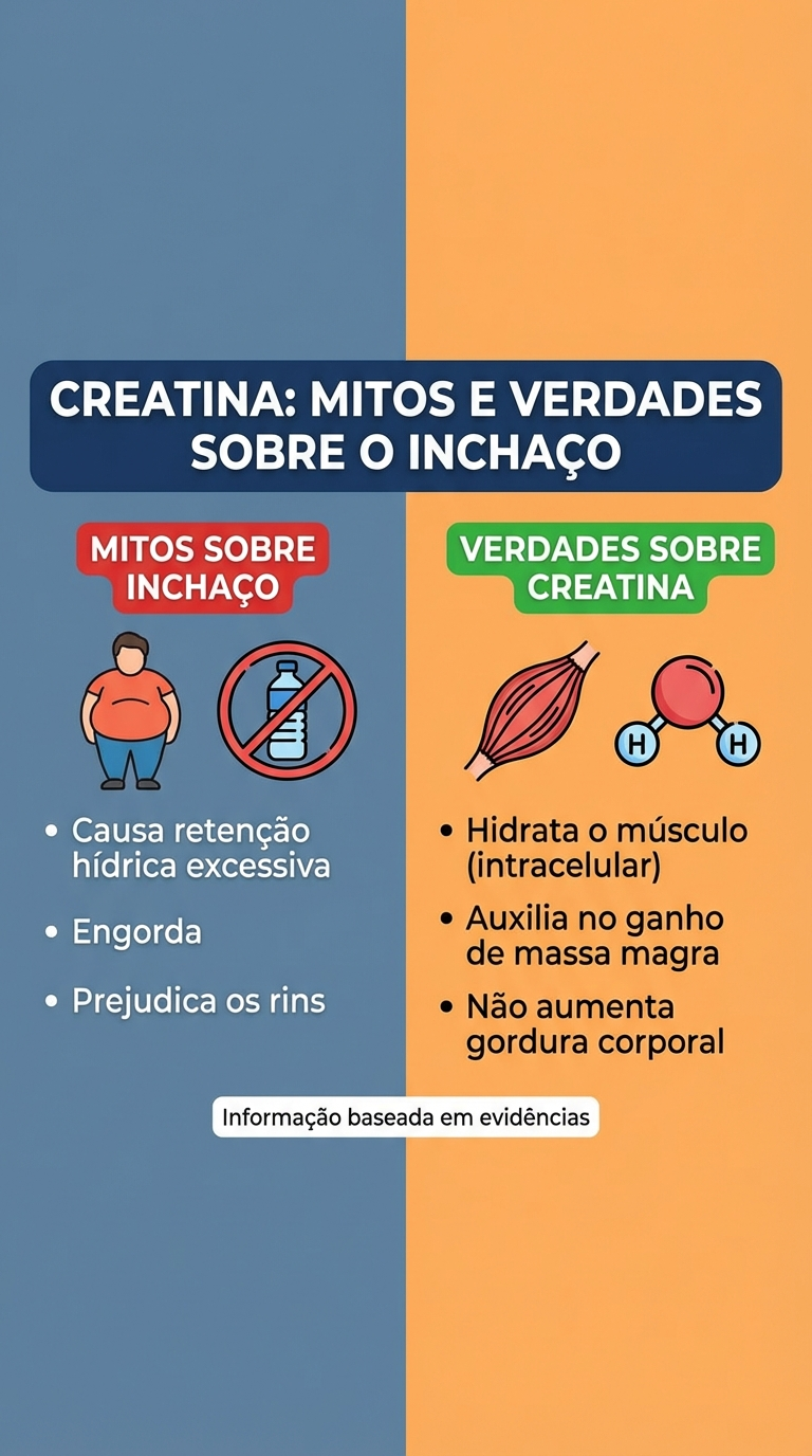 Creatina: Mitos e verdades sobre o inchaço