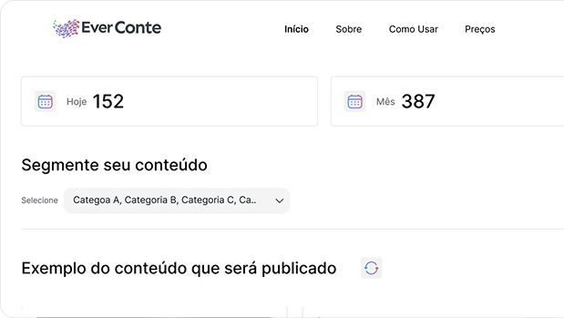 Captura de tela do painel de publicação